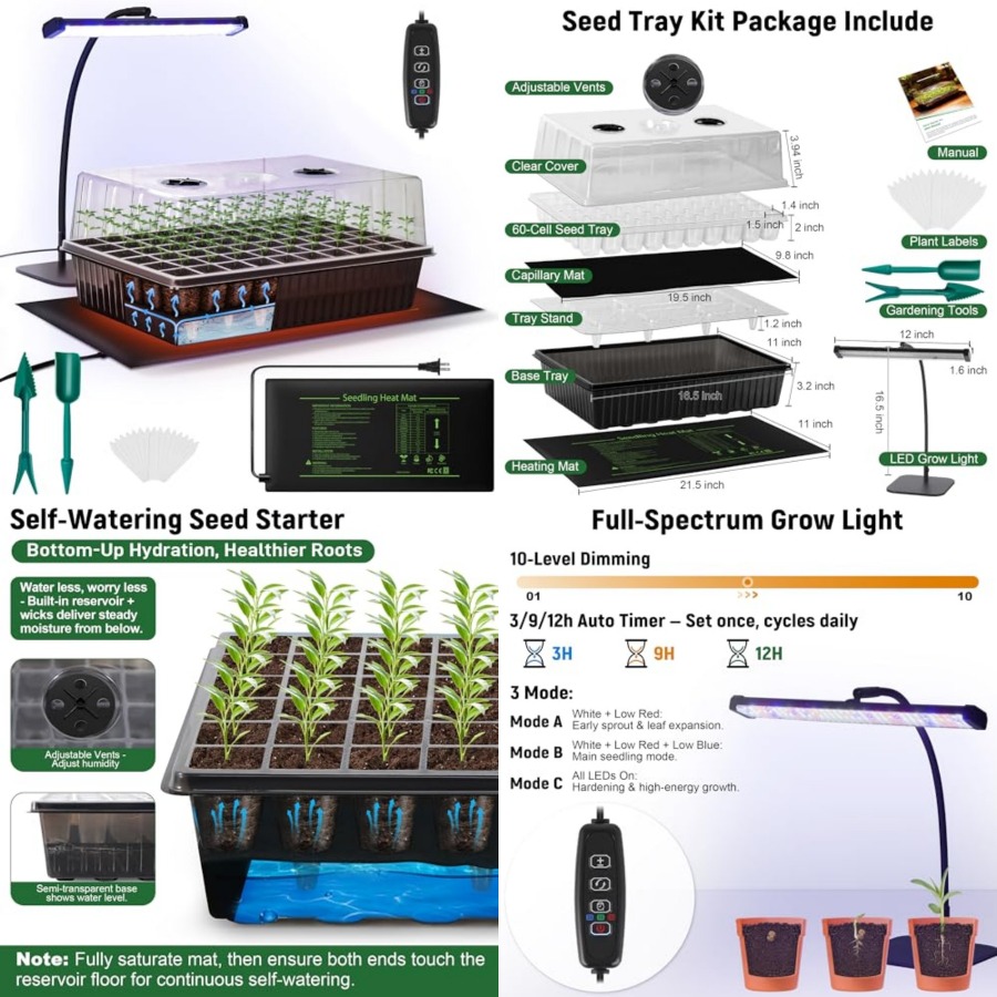 60-Cell Self-Watering Seed Sta – Humidity Dome Kit Bewertung und Preis