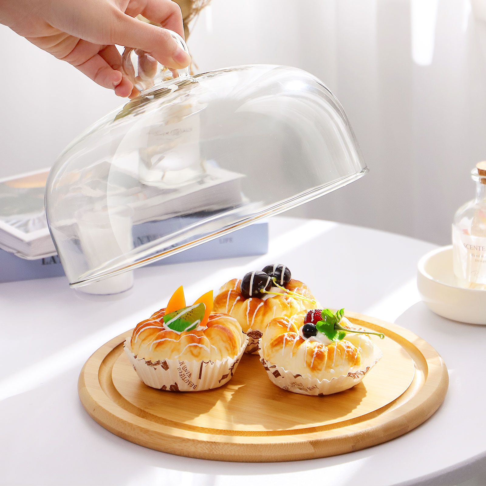 1Set Cake Holder Glass Dome Co – Plastic Dome Clear Bewertung und Preis
